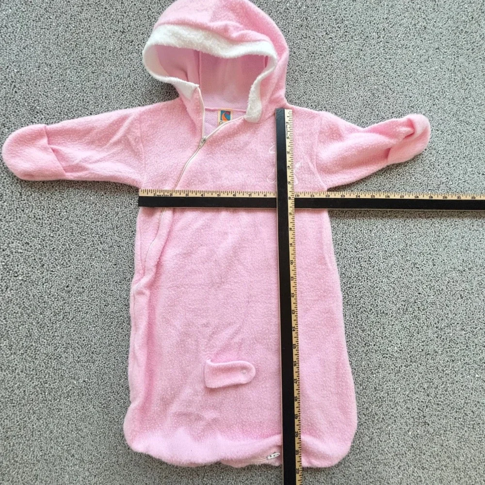 Carter's Fleece Bunting Baby One Size Pink Giraffe USA Vintage Coquette